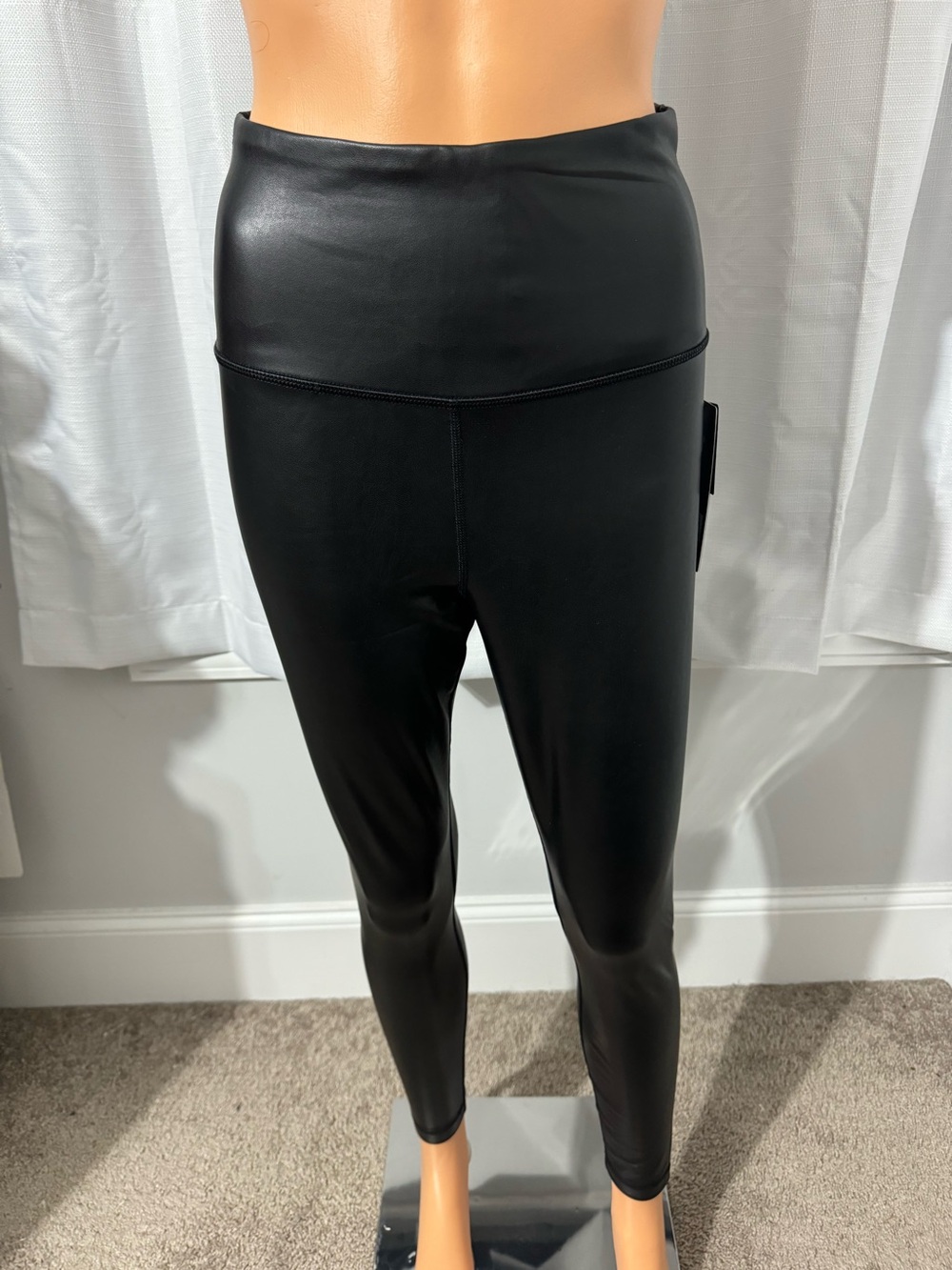 Cool 90 Degree by Reflex size S high waist black faux leather ankle leggings new